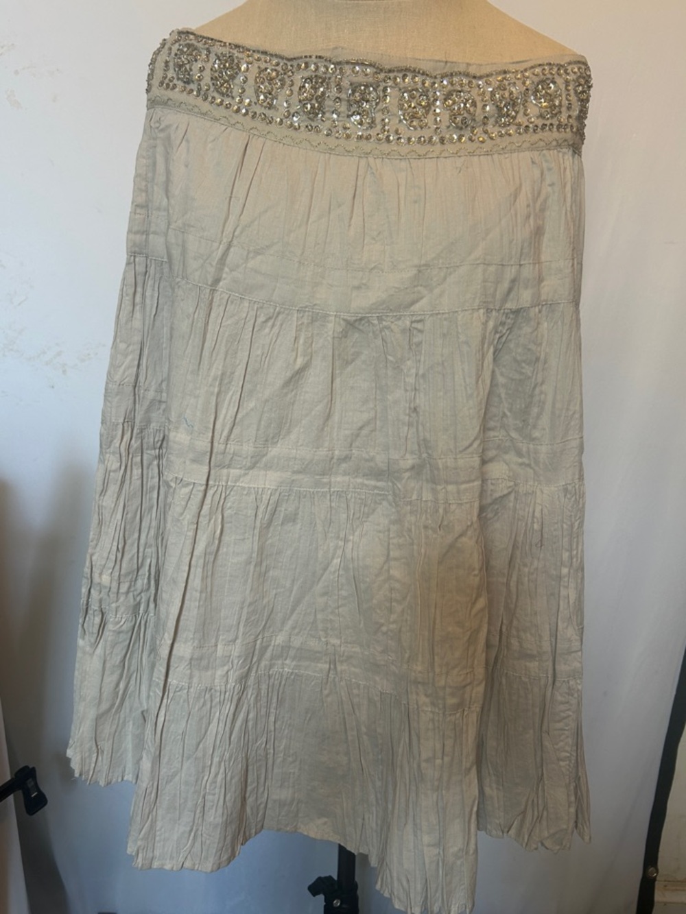 Vintage tiered,beaded maxi skirt